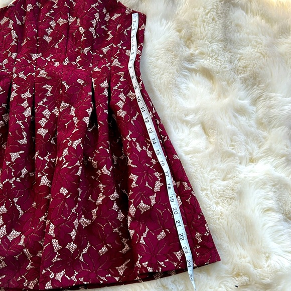 Altar’d State Cranberry Brocade Floral Mini Holiday Dress Size M - Picture 10 of 10